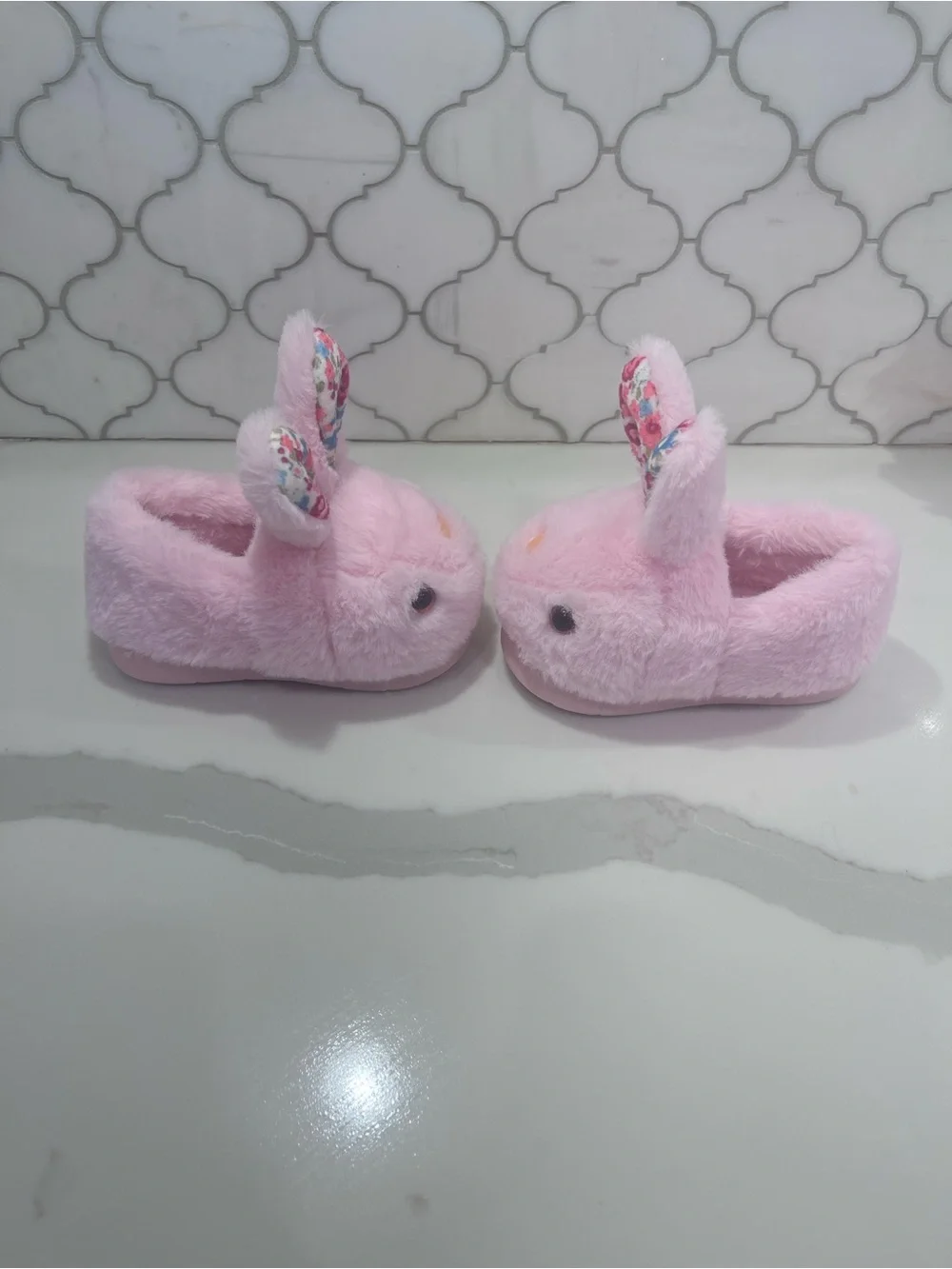 Plush toddler Bunny Slippers in Light Pink